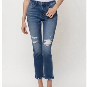 Flying Monkey High Rise Distressed Boyfriend Straight Jean